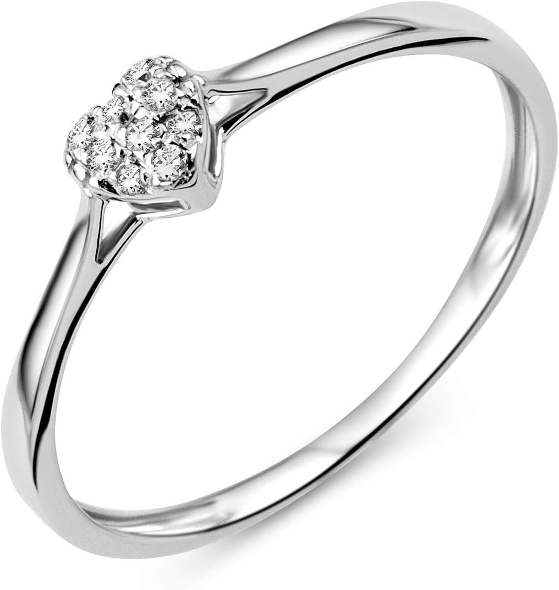 Ring Dames diamant verlovingsring hart witgoud 9 karaat / 375 goud