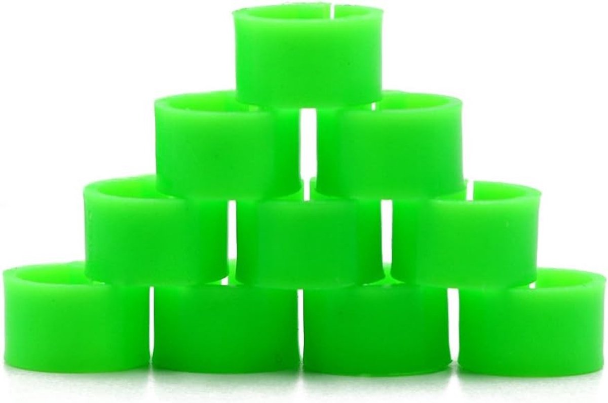 100 Stuks Lege Pootbanden voor Vogels - 8mm Pootringen en Kwartelclips in Groen voor Duiven en Pluimvee