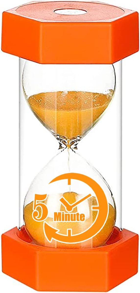 SnelShoppen - Hourglass Timer - 5 Minuten Zandloper - Kunststof Timer voor Kinderen, Spellen, Klaslokaal, Gezinsgebruik, Eetgelegenheden en Keuken - O