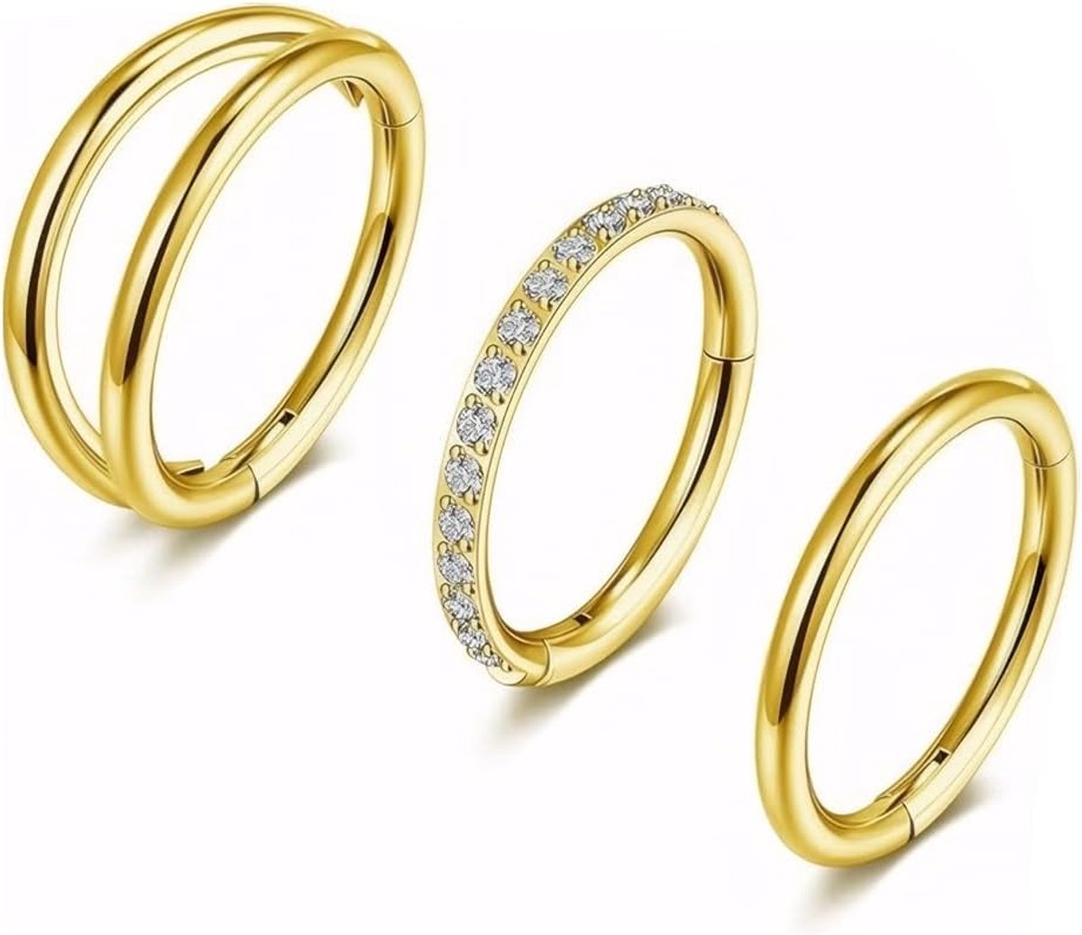 Neuspiercing, 316L, chirurgisch staal, 16 g, neusring, goud
