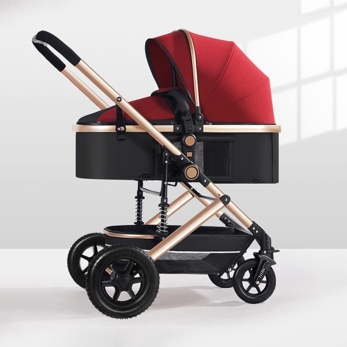 Kinderwagen 2-in-1 - Babywagen Reiswieg - Kind Vervoeren - Omkeerbare Zitting - 61x90x100CM - Rood