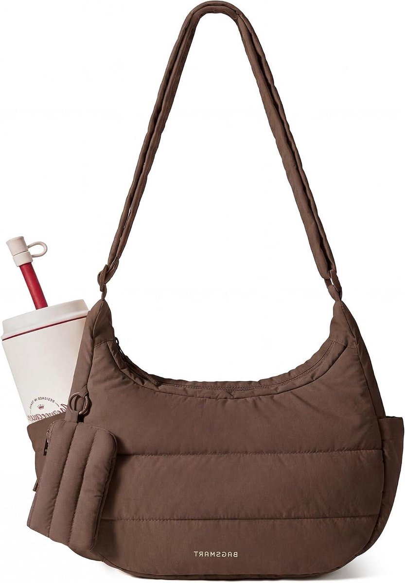 Schoudertas Dames - Crossbody Tas Puffer - Dagelijks Gebruik - Waterafstotend Materiaal - 33 x 12 x 20 cm - Zwart