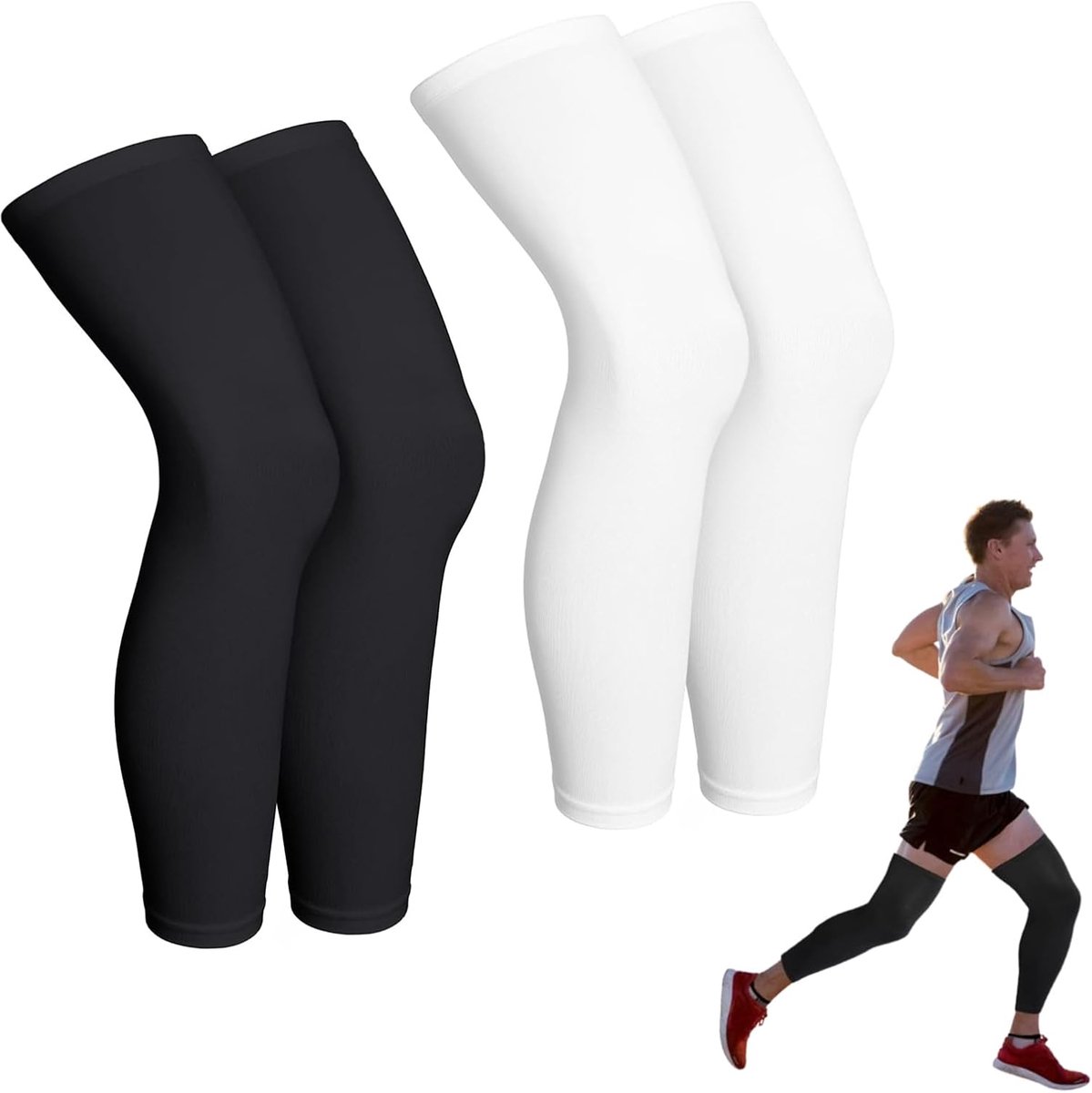- Set van 4 Sport-Knieschützer voor Comfortabele en Stijlvolle Ondersteuning, Perfect-Fit plakband, eenvoudig aan te trekken, elastisch en ademend