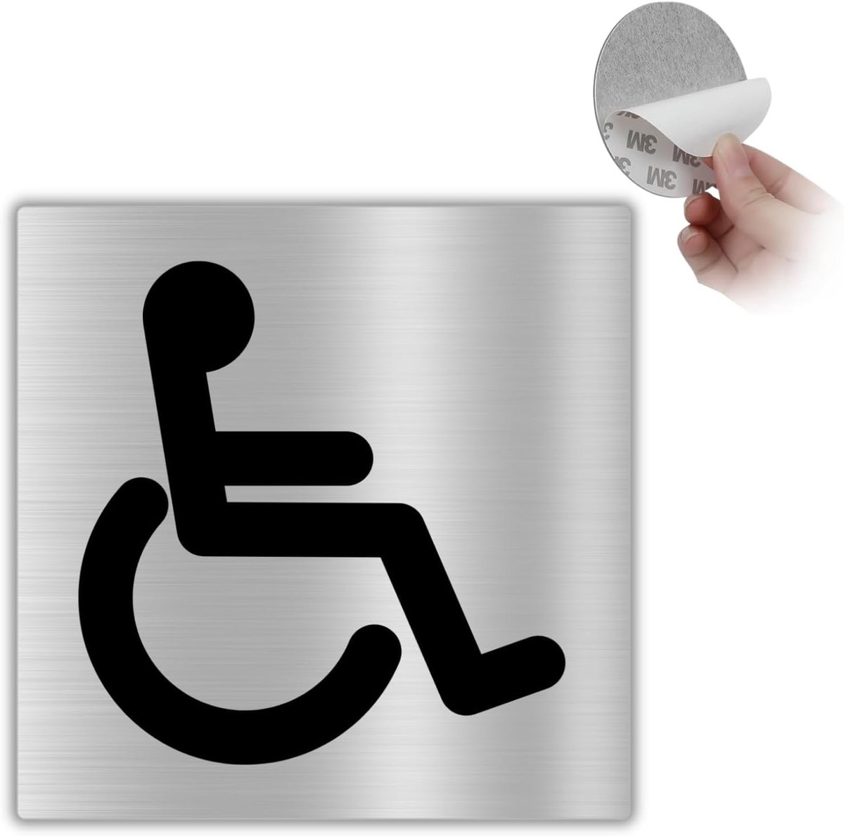 Toilet - 10x10 cm - Aluminium - Rolstoel Wegwijzer | Toiletsticker Gehandicapten Zone, Bordje Aangepast Sanitair, Muurplaat Toegankelijk Symbool, Markering Looproute Gasten