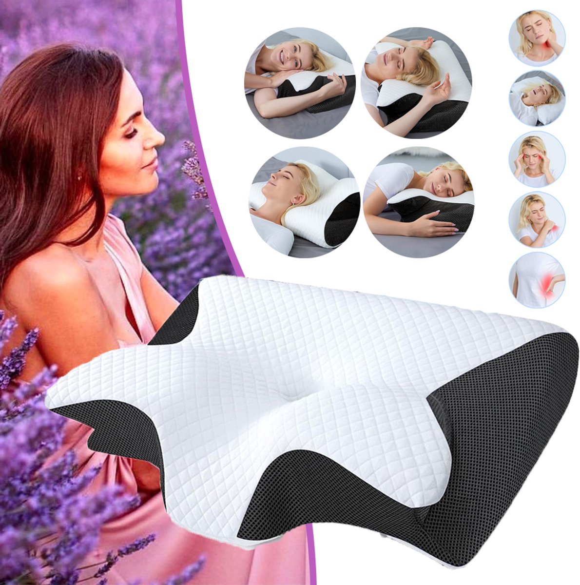 Orthopedisch Kussen Van Traagschuim, Neksteun, Ergonomisch Nekkussen, Voor Verlichting Van Nekpijn.