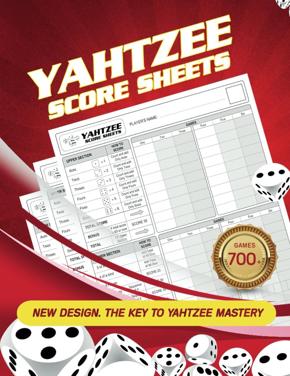 Yahtzee scorebladen - 700+ scoregames - groot formaat 8.5 x 11 inch - ideaal voor scorekeeping - ShopVlot