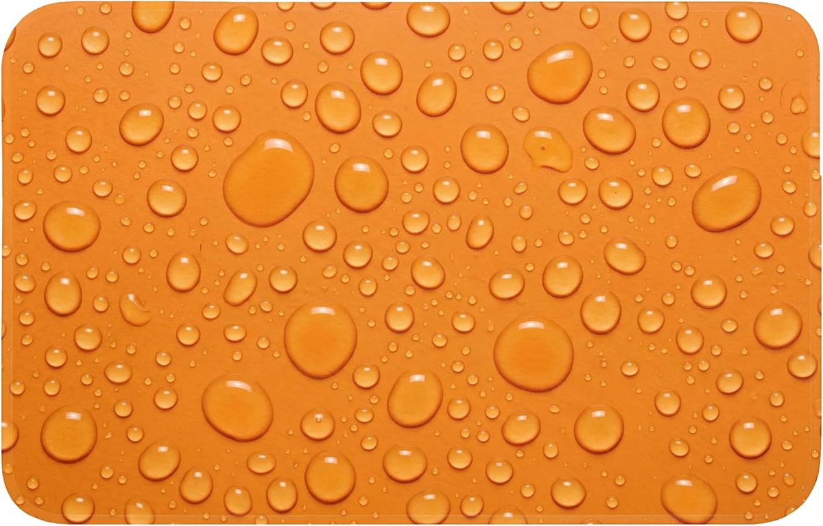 SnelShoppen - Badmat Rechthoekig 80x50 cm Antislip Douchemat Memory Foam Wasbaar Oranje Badkamer Toiletmat Waterdicht Vrolijke Badkameraccessoires