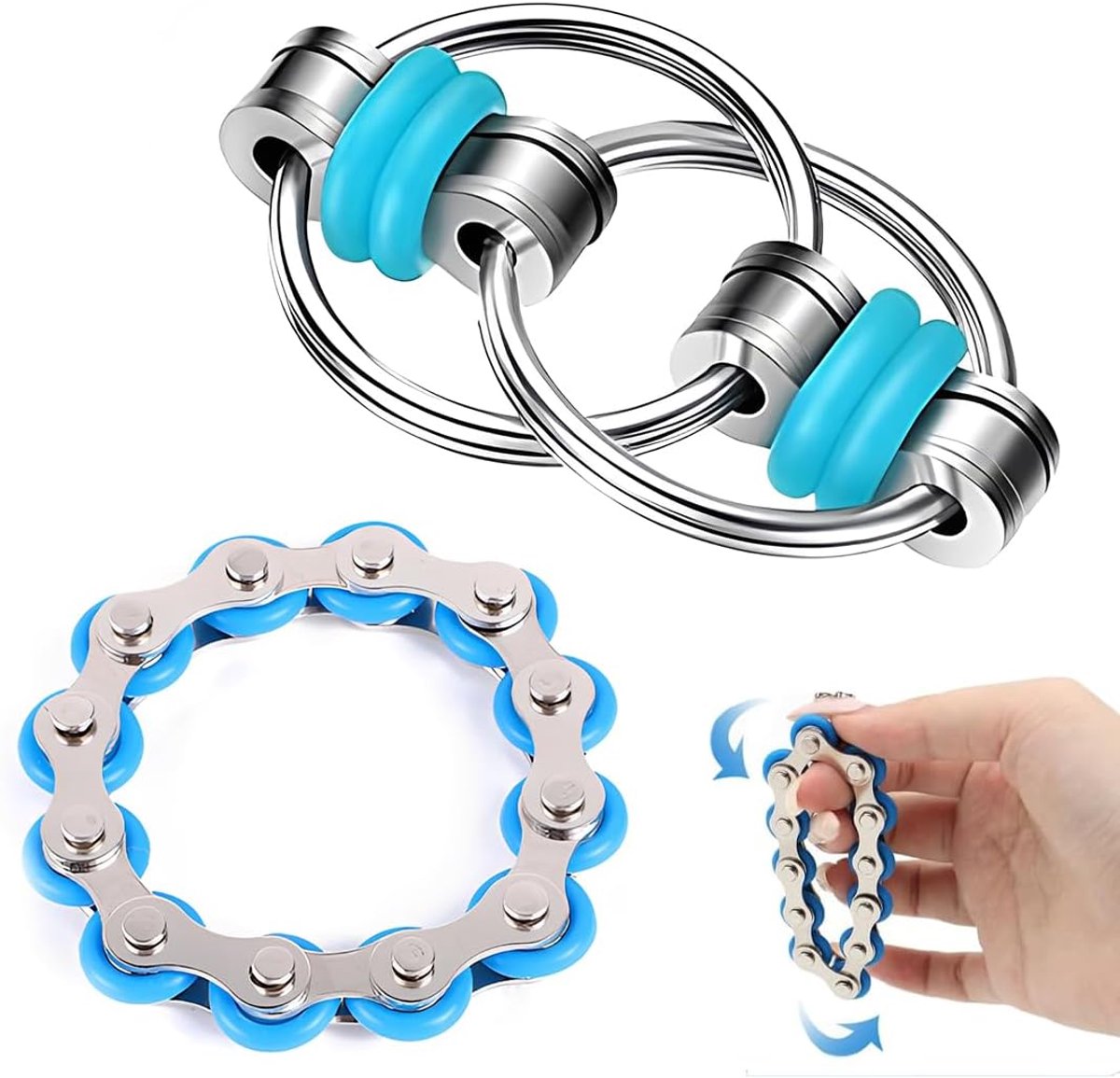 2 Stuks Anti-stress Speelgoed, Oneindige Flip Chain Flippy Chain Spelset Om spanning en stress te verminderen, voor kinderen met ADHD