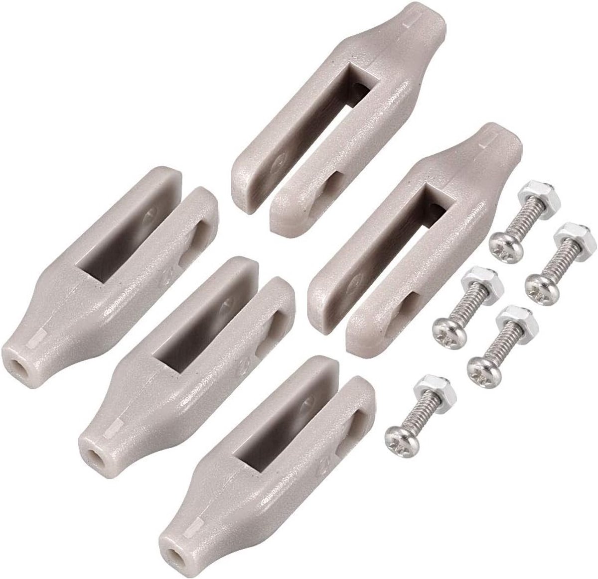 grijs, nylon, M2, 23 mm lengte, 23 mm x 6 mm x 7,5 mm met moeren en