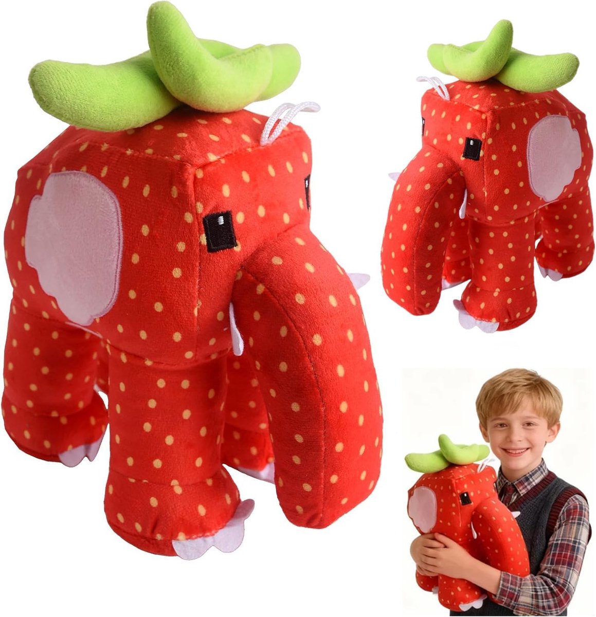 a Brainrot pluche dier, olifant, aardbei, grappig figuur van het Italiaanse meme, brainrood, origineel cadeau-idee voor kinderen, jongens, volwassenen en fans, perfect voor de kamer of als