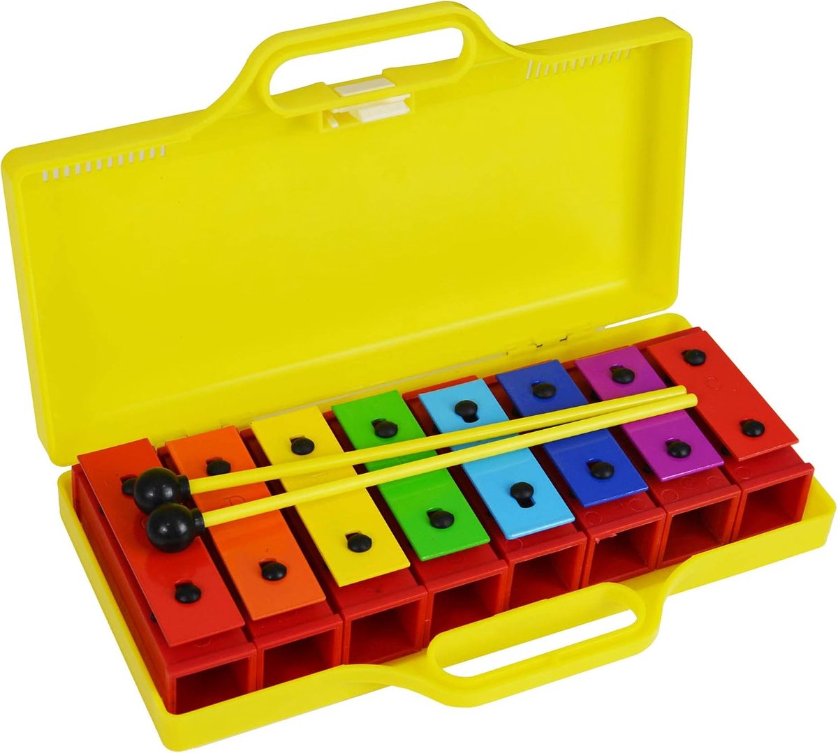 Kleurrijke Chime Bar Set van 8 Sopraan Diatonische Rainbow Glockenspiel Xylofoon met twee kloppers en effen gele draagtas - C6 tot C7