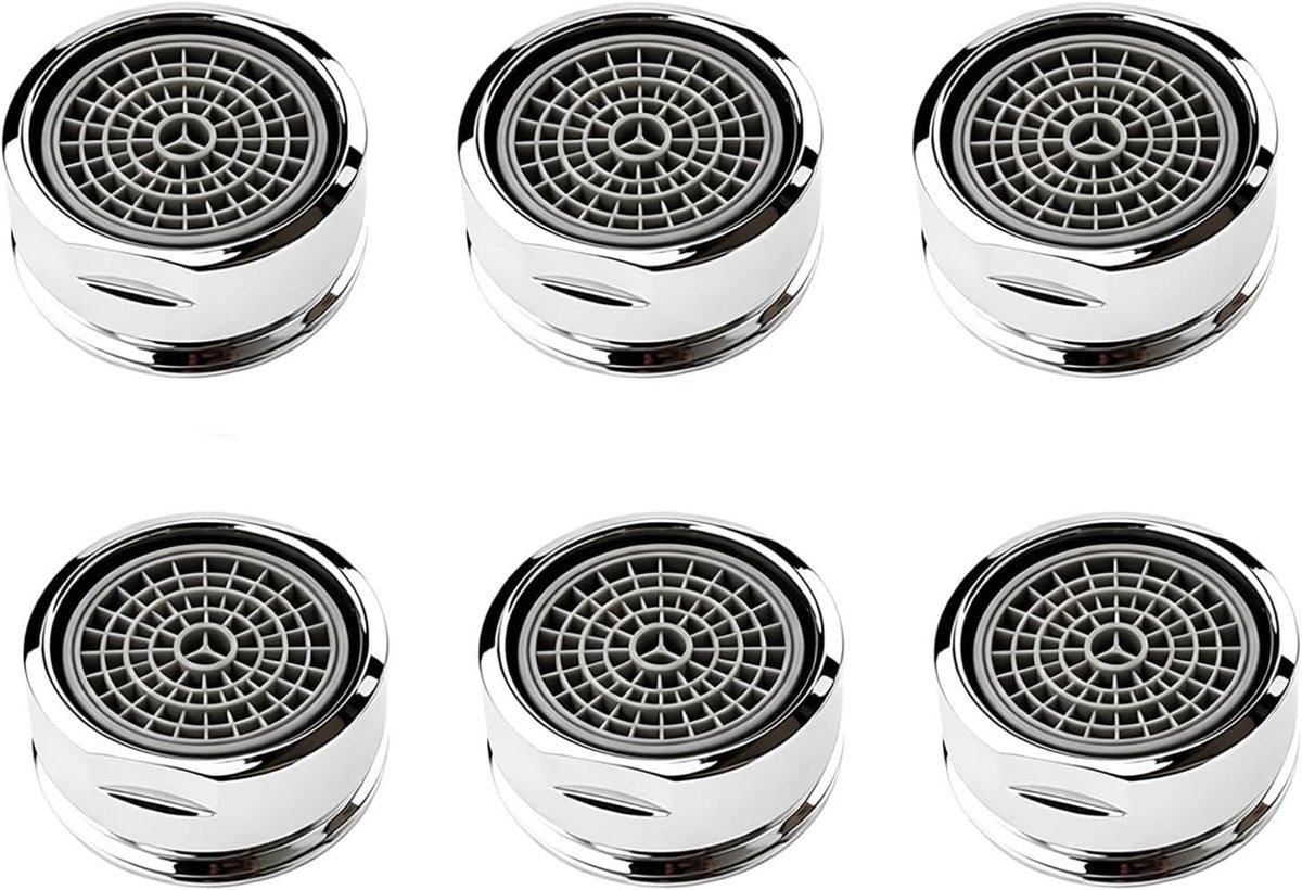 SnelShoppen - 6 Stuks Keuken Kraan Beluchter M24 met Kalkfilter, Waterbesparing en Instelbare Uitgangshoek - Dubbele Watermodus voor Badkamer en Keuke