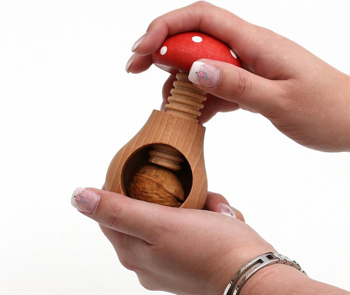 1 vliegenzwam hout notenkraker hoogwaardig handwerk, ca. 10 cm