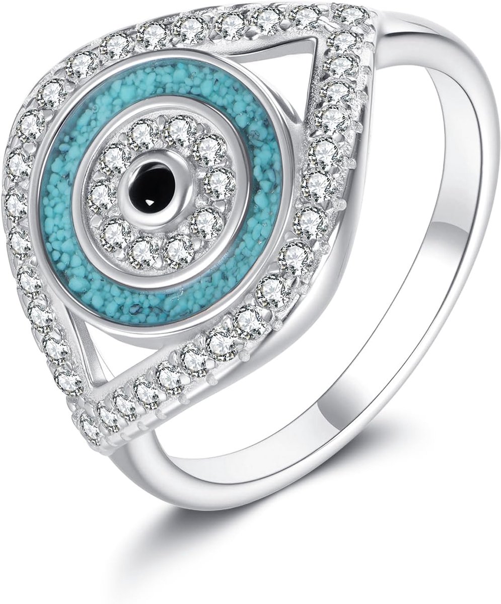 Boze oog ring 925 sterling zilver turquoise boos oog duimband ringen