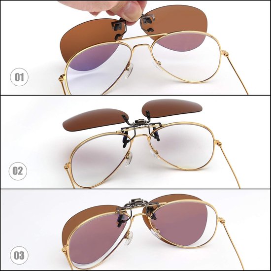 Gepolariseerde Clip op Zonnebril Frameless Flip Up Style Lens voor Prescription Glasses, Groen, One Size — afbeelding 5