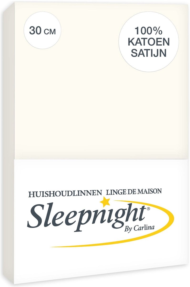 Sleepnight Hoeslaken Satijn 30 cm Ivoor - 180 x 200 cm - [Ivoor]