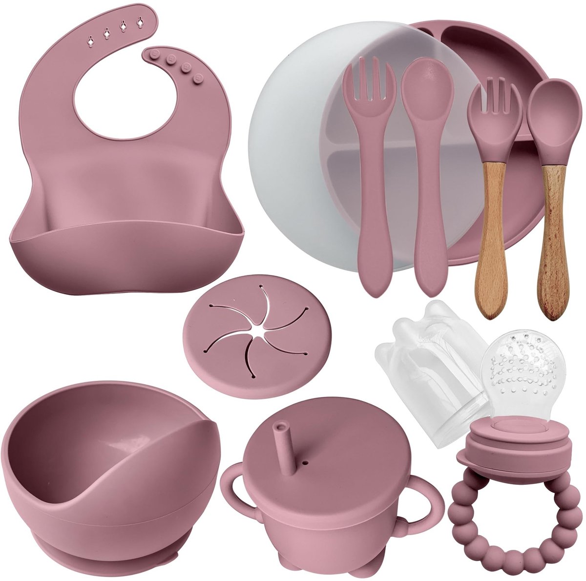 Omgoods - Silicone Baby Lunchbox Set van 10 met Suction Cup en Bestek