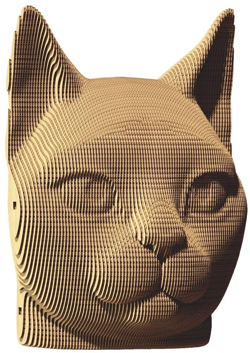 Omgoods - Puzzle 3D Karton - Uniek 3D Puzzelmodel 'Kat Hoofd'