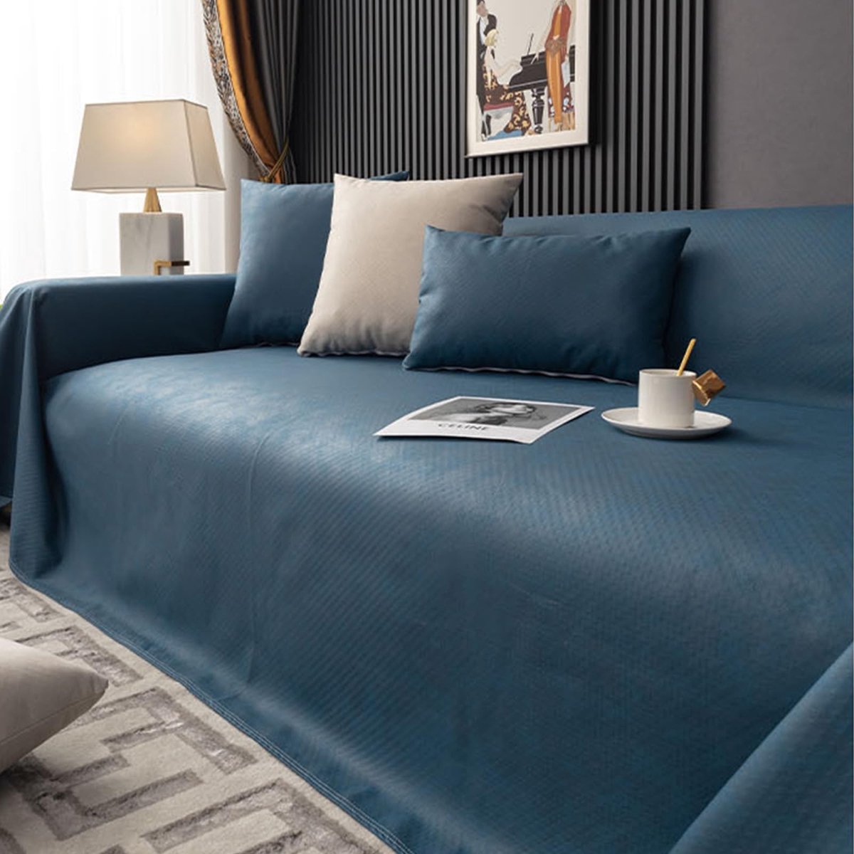 Omgoods - Waterdichte Sofabescherming met Antislip voor Huisdieren in Blauw