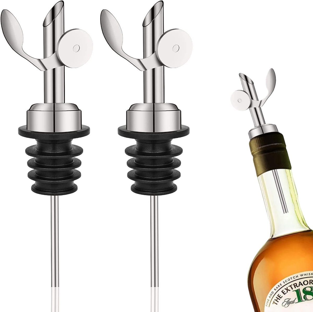 Uitschenker voor olieflessen, 2 stuks olie uitschenker, Uitschenker fles uitschenker met klep van roestvrij staal, fles uitschenker, Olijfolie uitschenker houdt uw olijfolie vers voor olie