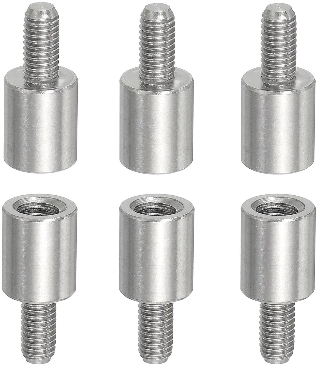 Afstandhouders, 6 stuks M5x10mm buitendraad op M6x12mm binnendraad, reducerende ronde afstandshulzen, transmissie afstandhouders, schroefmutter draadadapteerder