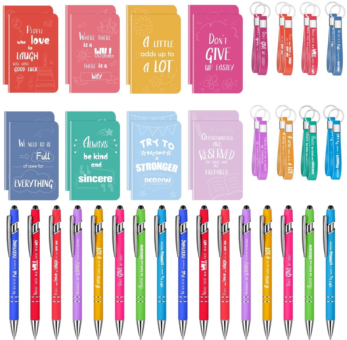 Omgoods - 64 Thank You Gifts Set met Notebooks, Pennen en Sleutelhangers voor Collega's en Leerkrachten