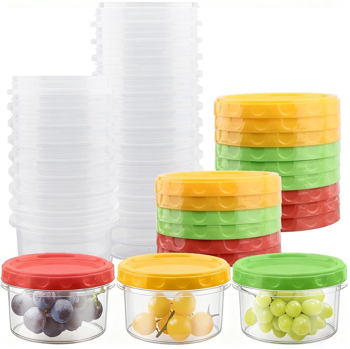 Omgoods - 24 Stuks 250ml Kleine Opslagdozen met Deksel: Kleurige Herbruikbare Plastic Dozen