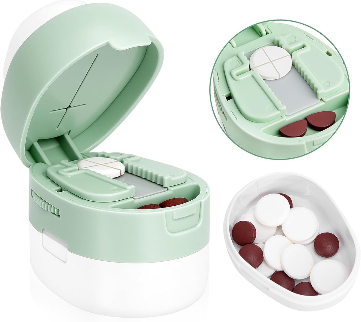 Tabletverdeler, instelbare tablettensnijder voor alle tabletten, multifunctionele pillenscheider, kan in 2 of 4 stuks, pillensnijder, ideaal voor reizen, kantoor en dagelijks gebruik