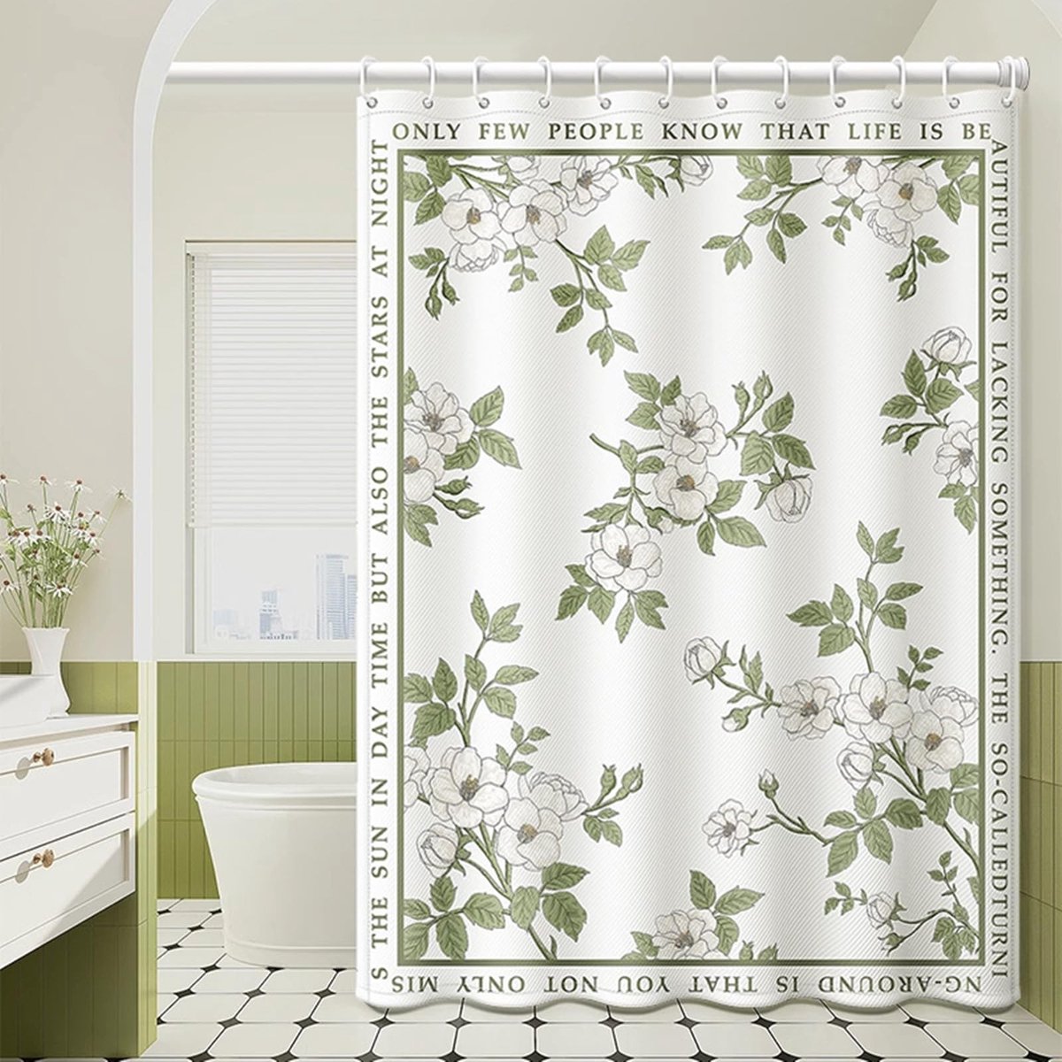 Omgoods - Douchegordijn 180 x 200 cm met Bloemenpatroon