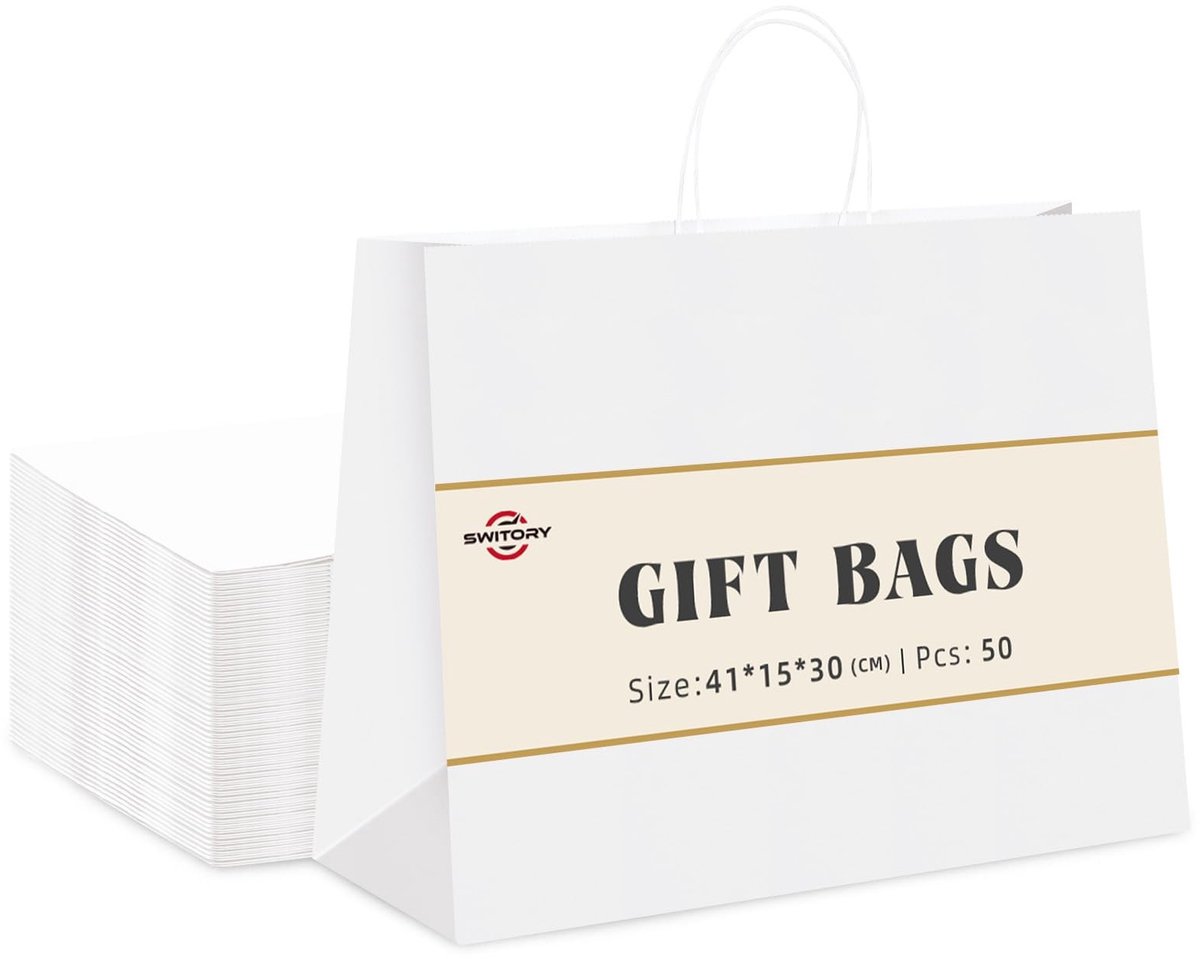 Omgoods - 50 Stuks Witte Papieren Tassen met Handvatten - Voor Feestjes en Cadeaus