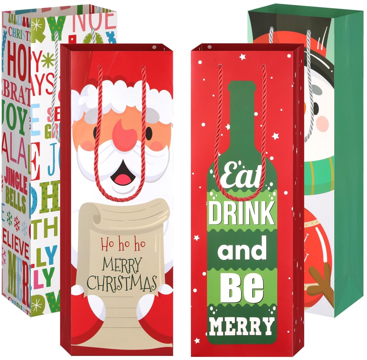 Omgoods - Maigacy Kerst Wijnfles Tassen - 12 Stuks met Handvatten