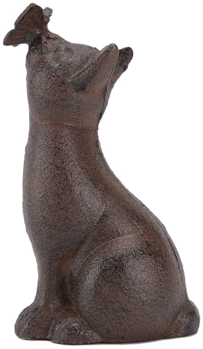 Omgoods - Decoratieve Kat met Vlinder Statue in Gietijzer voor Tuin en Huis