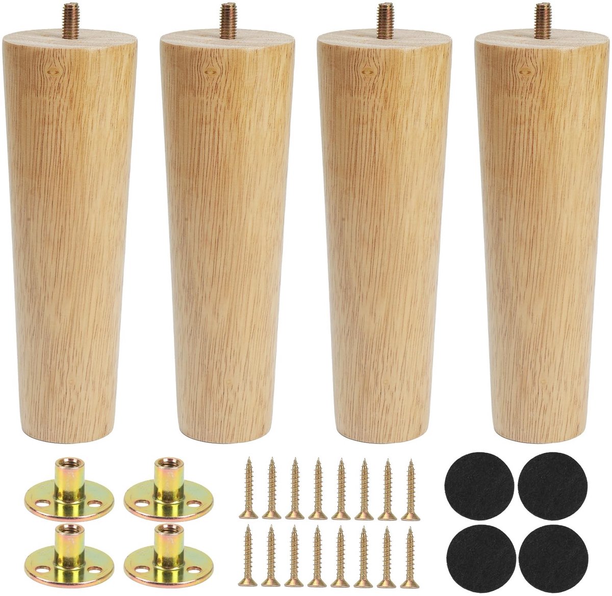 Omgoods - 4 Stuks Houten Meubelpoten van 18 cm - Voor Sofa, Bed, Kast en Stoel