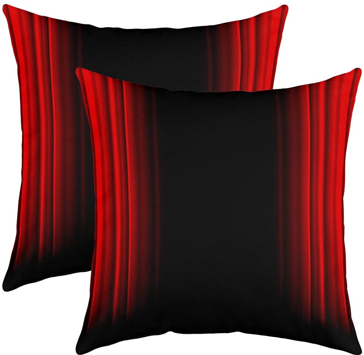 Omgoods - Set van 2 Abstracte Geometrische Kussenhoezen - Modern Design in Rood en Zwart