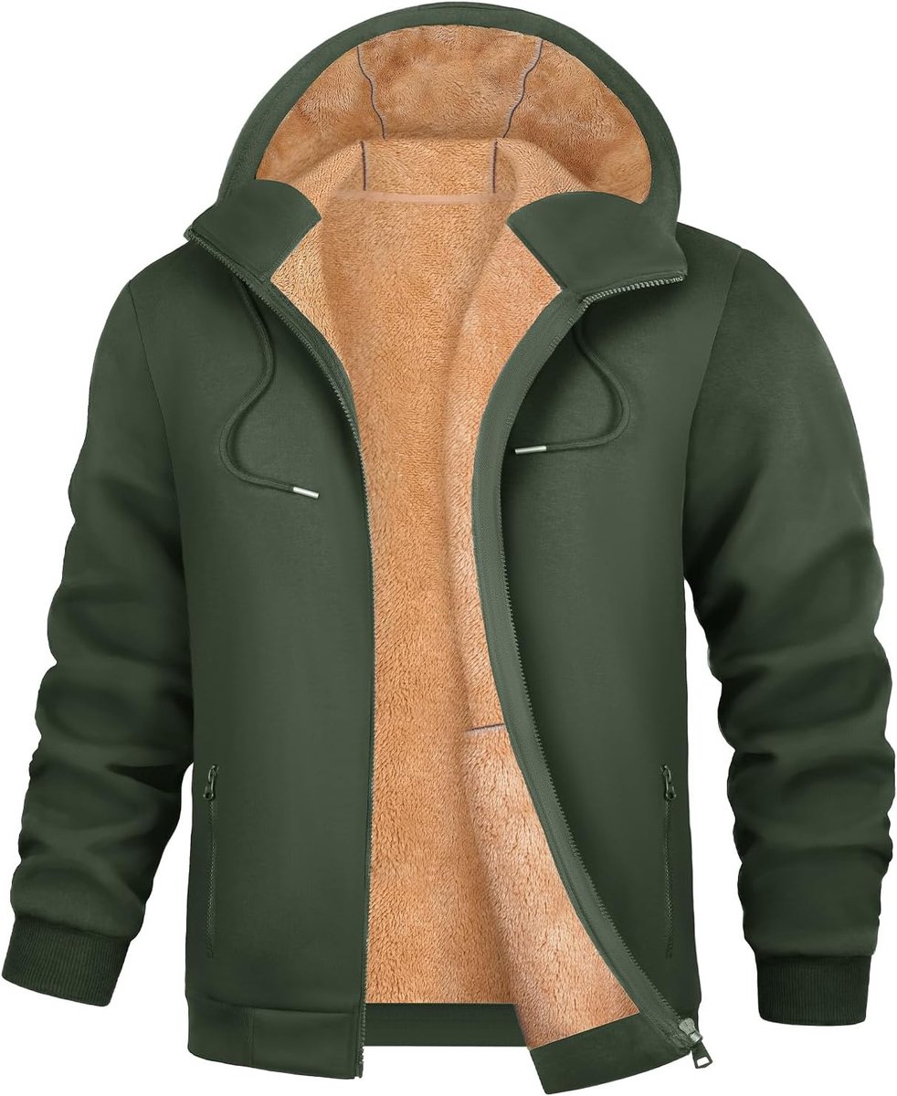 Hoodies met lange mouw, fleece voering en geribbelde manchetten. Extra warme winddichte herenjassen met ritssluiting voor de winter, hoodie met ritszakken, dikke sweatshirts.