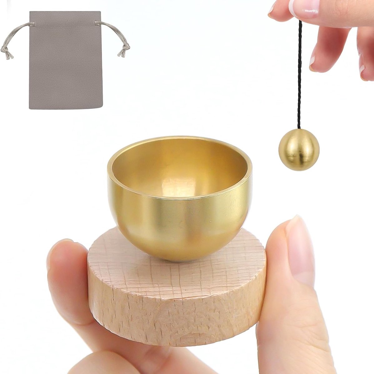 klankschaal, prachtig afgewerkte Tibetaanse klankschaal, inclusief klepel en schaalonderlegger, draagbare klankschalenset voor yoga, meditatie, stressvermindering en genezing