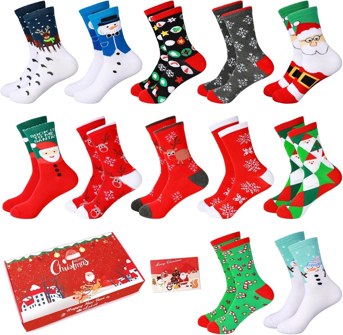 Sokken vrouwen mannen adventskalender katoenen sokken feestelijke wintersokken grappige warme bedsokken kerstmotief kerstsokken dames heren