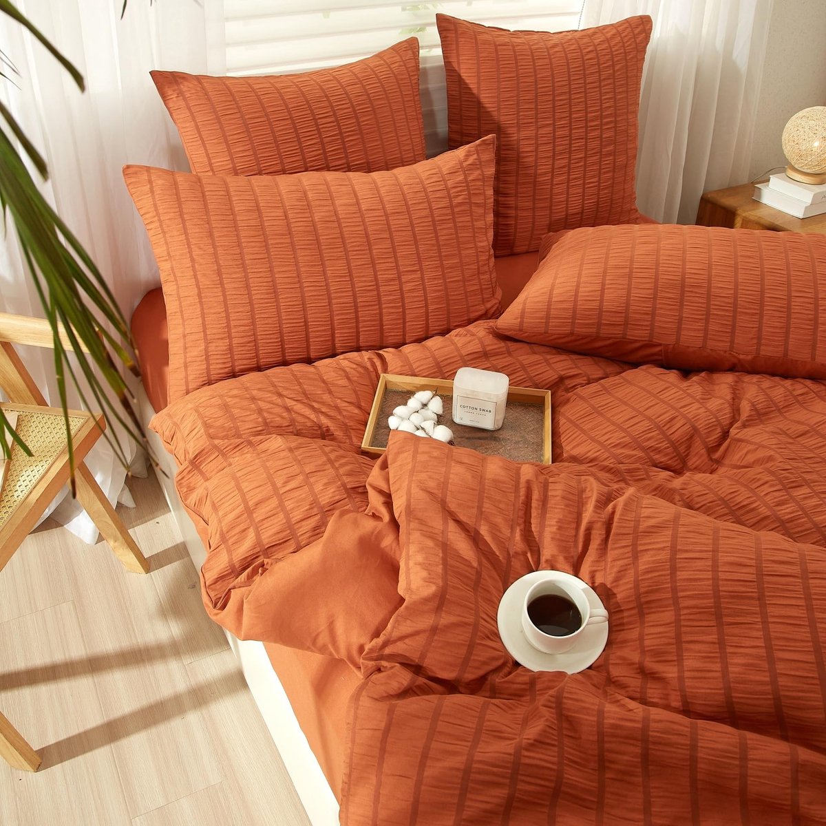 Omgoods - Seersucker Bedlinnen Set 220 x 240 cm met Strepen