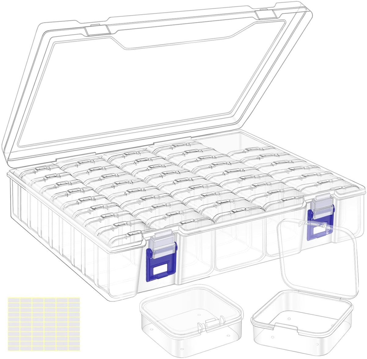 Omgoods Bead Organizer Box - 46 Stuks Mini Bead Opbergdozen met Scharnierdeksel