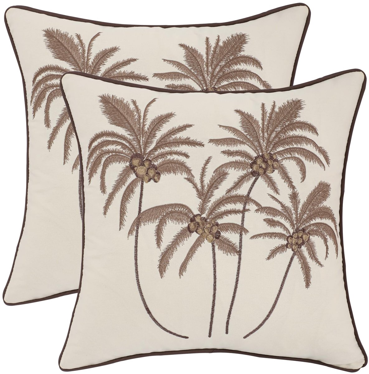 Omgoods - Set van 2 Zomer Kussenhoezen - Palmboom en Bladeren Design - Decoratieve Kussens voor Woonkamer en Slaapkamer - 45x45 cm
