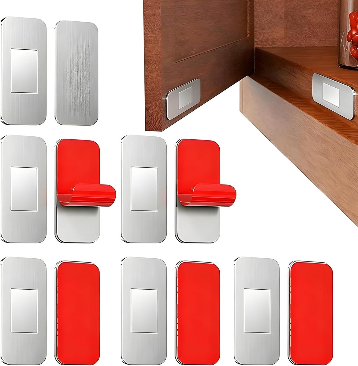 Magneet voor kastdeur, ultradun, 3 mm, voor keukenkast, houdt 4 kg per magneet, zelfklevende bevestiging zonder boren, stille sluiting voor schuiflade, 6 stuks