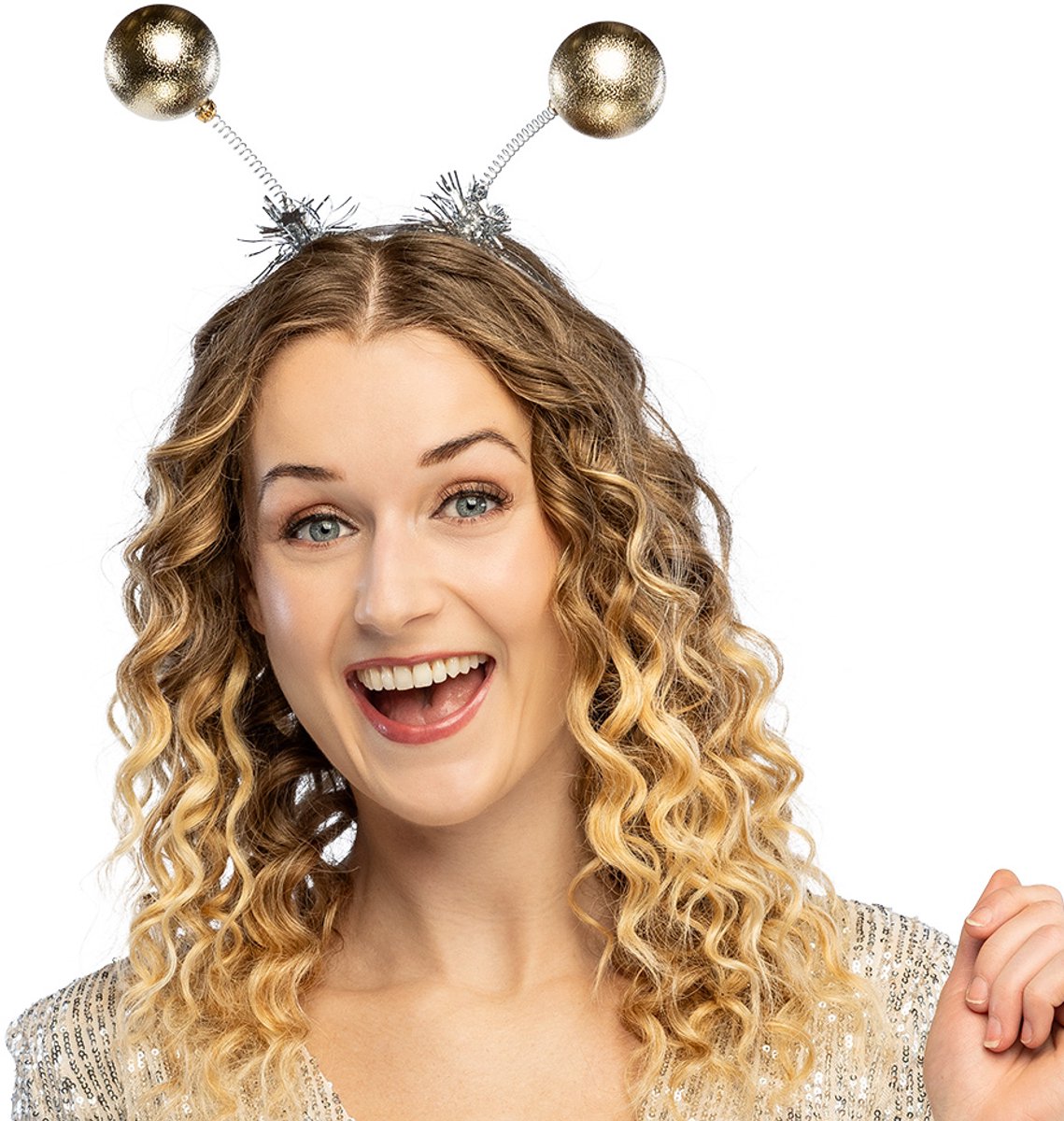 Boland - Diadeem Globe goud Goud - Één maat - Volwassenen - Vrouwen - Happy New Year - Oud en Nieuw - Themafeest - Jubileum
