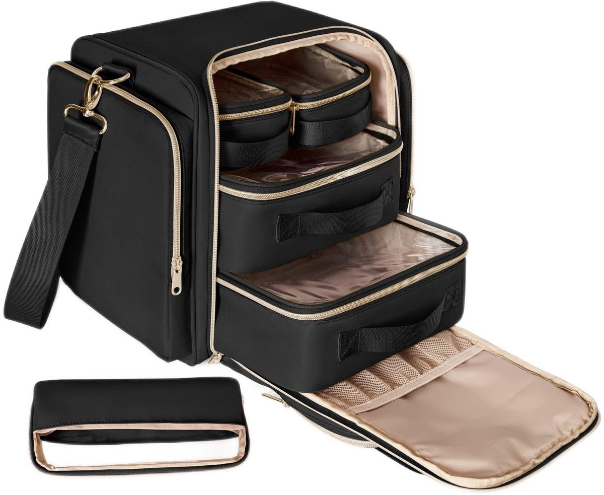 Omgoods - Grote Makeup Tas met 5 Binnenvakjes, Cosmetica Organizer