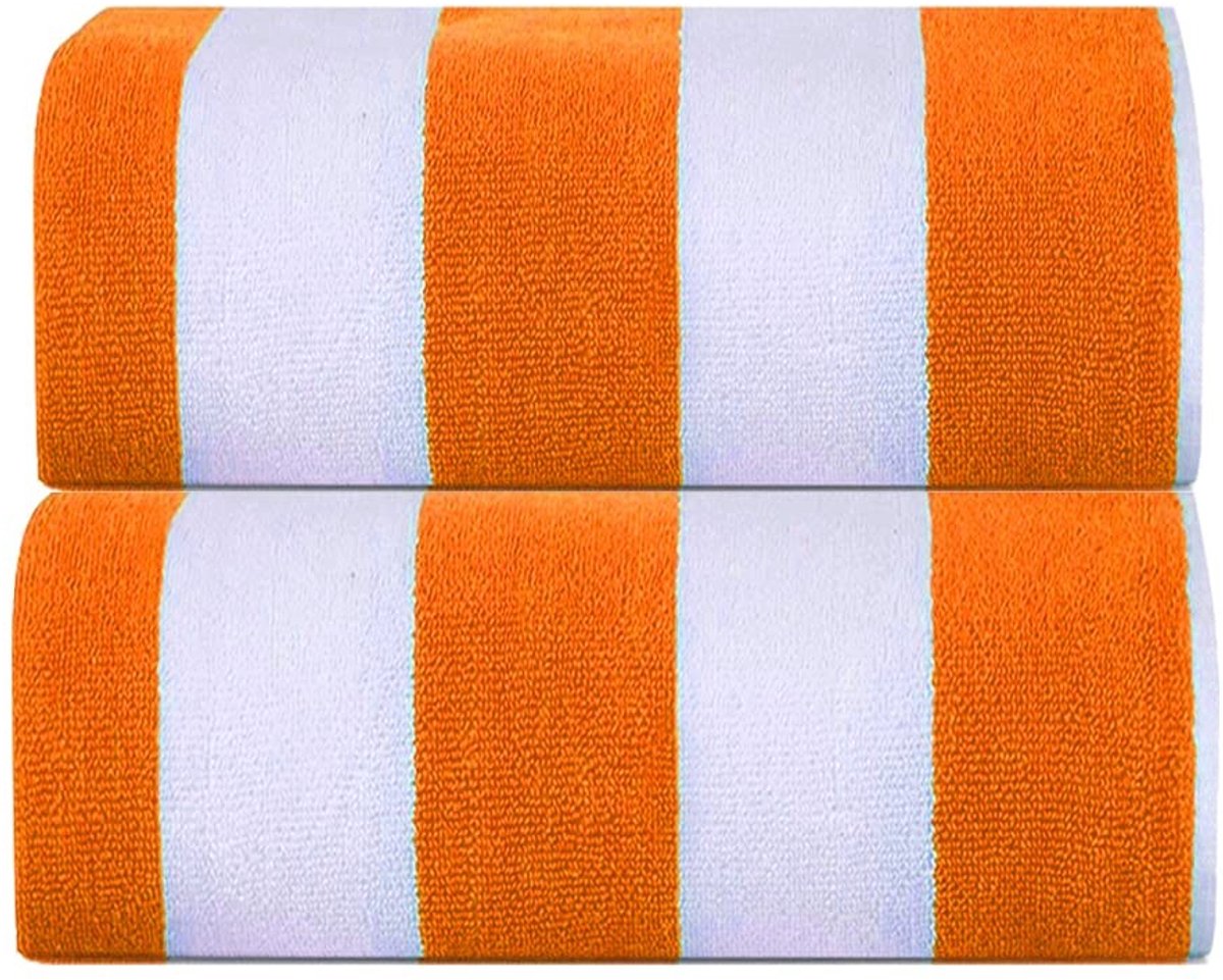 Omgoods - Volwassen Strandhanddoeken - Oranje Cabana Streep, 100% Katoen