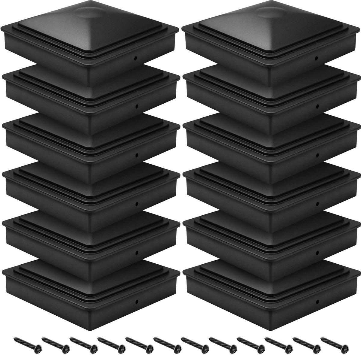 Omgoods - 24-delige Post Caps 7x7CM voor Hekken - Zwart