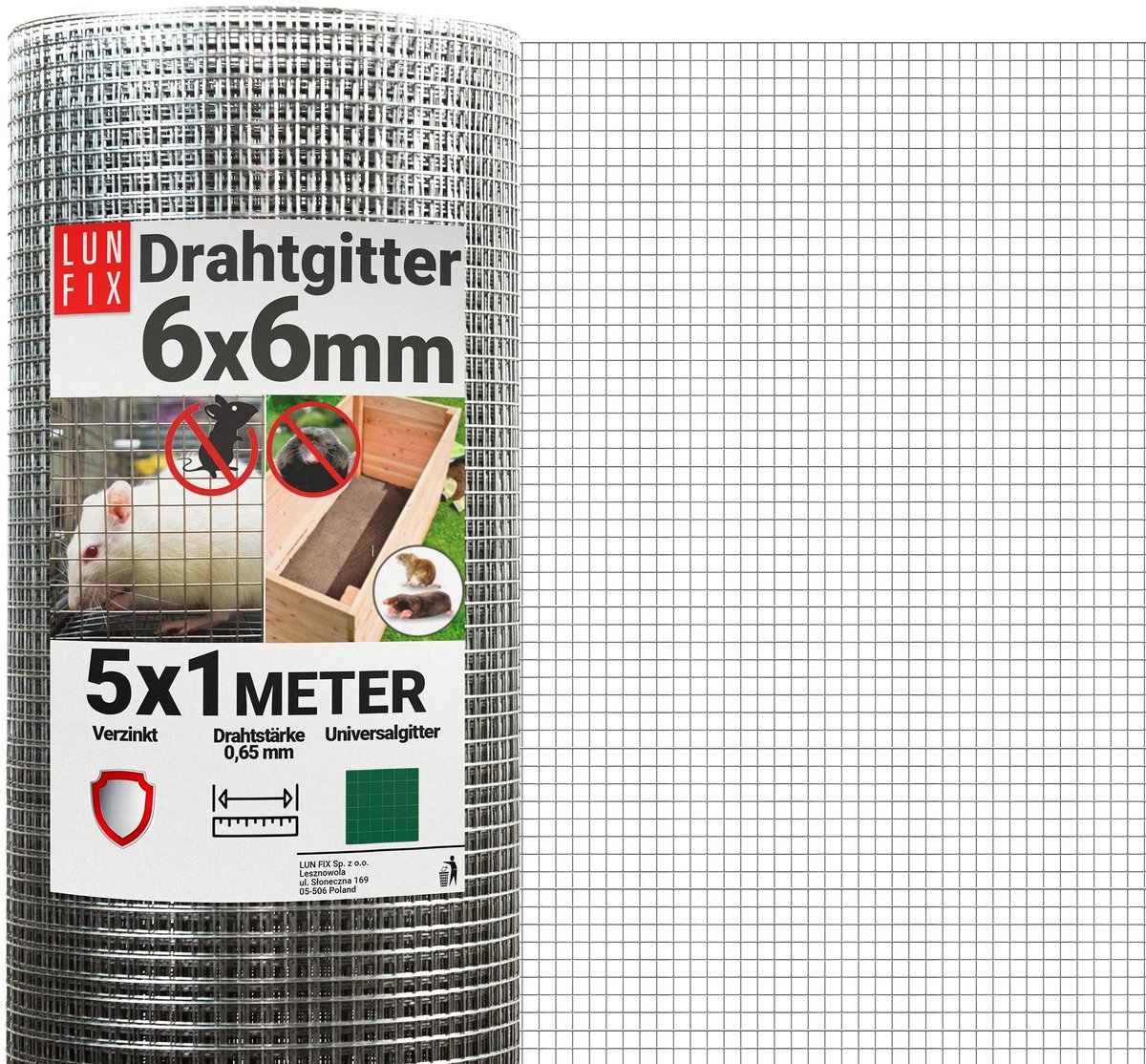 Omgoods - Fijn Gaas 6x6 mm - 1x5 m Gevonden Draad voor Konijnen en Tuin