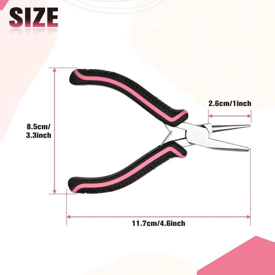 Tang, 13 cm, voor het krullen en buigen van draad, sieradengereedschap, het maken van oorbellen, armbanden, creatieve vrije tijd, roze en zwart handvat — afbeelding 4