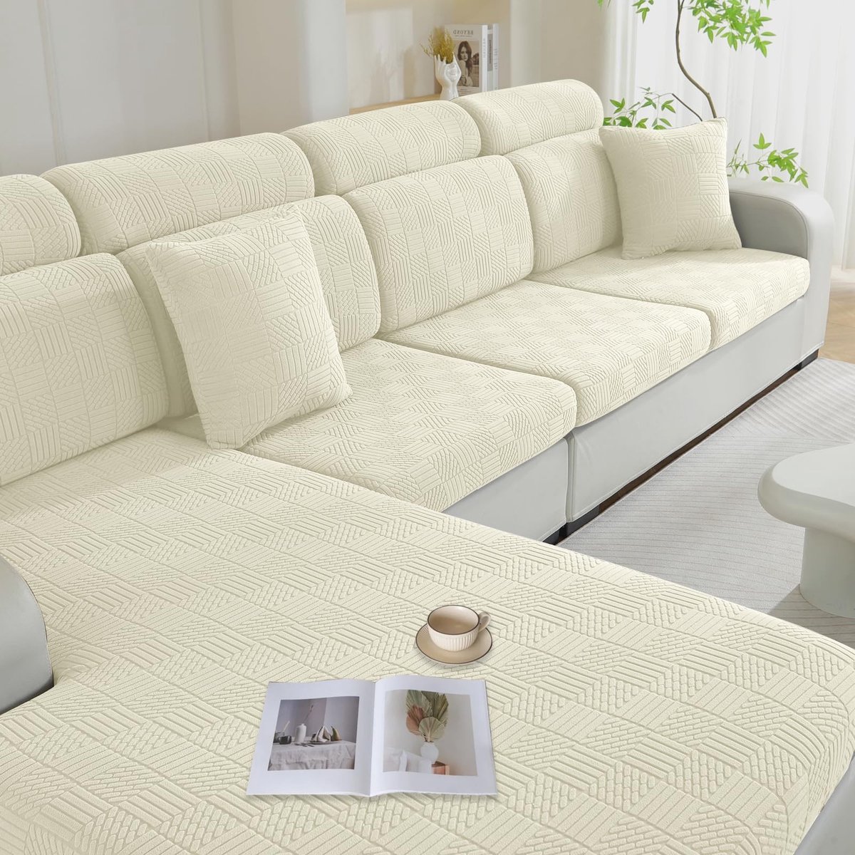 Omgoods - Sofa Seat Cushion Covers - Universeel en Elastisch - Donkergrijs, 2-zits