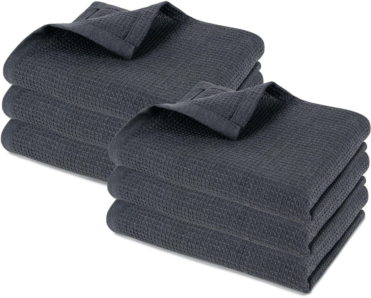 Omgoods - Set van 6 Keuken Handdoeken met Wafelstructuur, 45x70cm