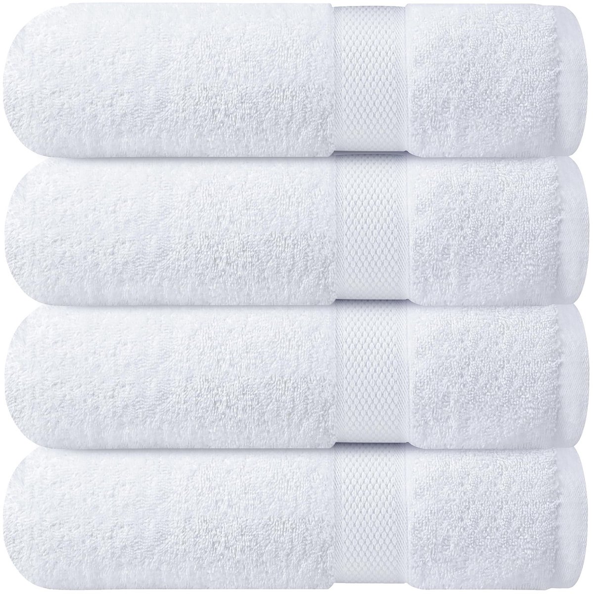 Omgoods - Set van 4 Witte Badhanddoeken 70x140 cm van 100% Katoen